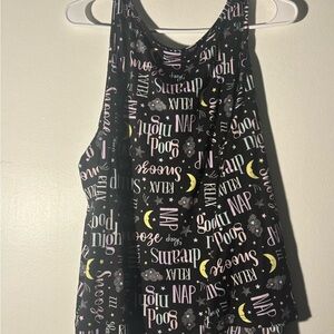 Black Sleep Tank with Moon & Script Print with shorts